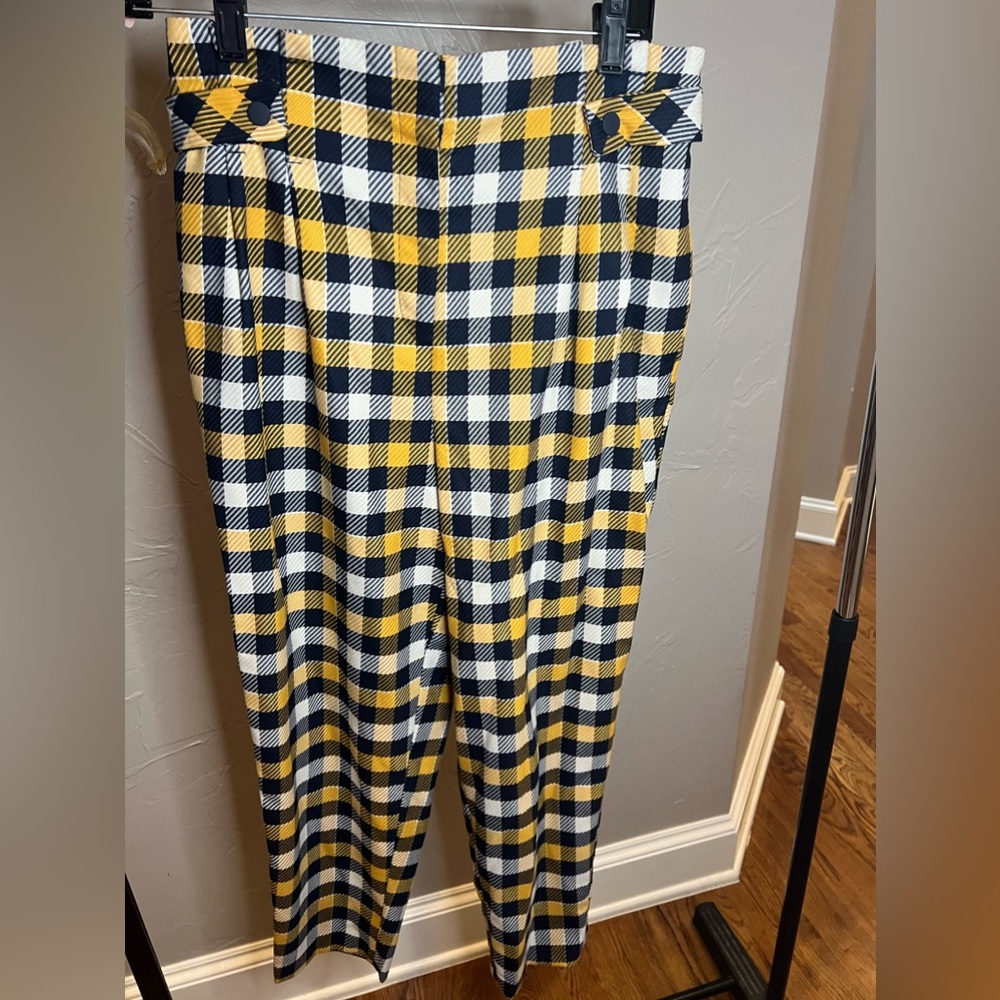 TOPSHOP Twill Checkered Trousers Size 6